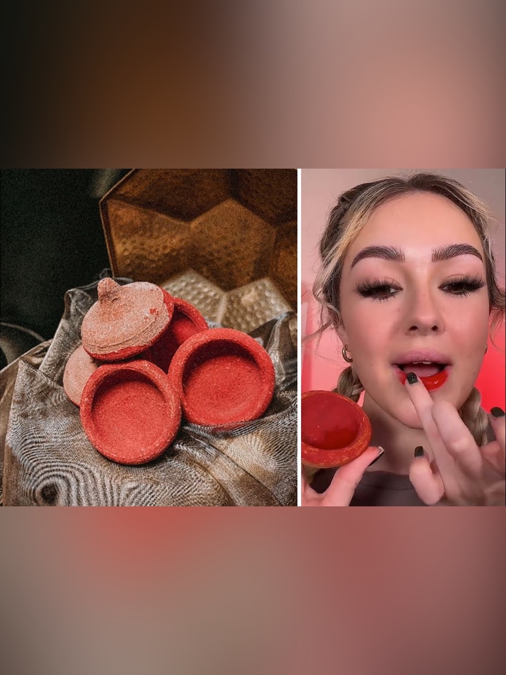 Luxury Moroccan Aker Fassi Lip Stain & Blush Handmade Natural Red Tint Clay Pot.